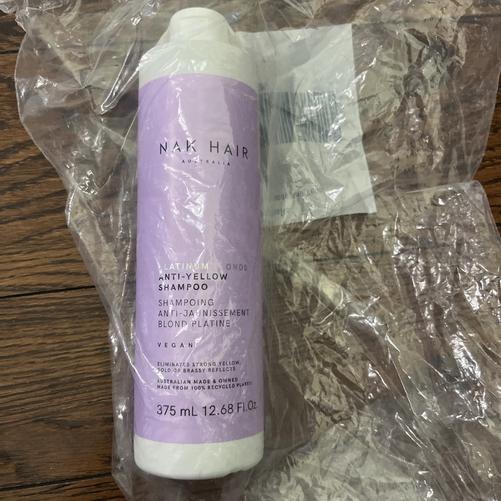 NAK Hair Platinum Blonde Anti Yellow Shampoo 375ml Purple Shampoo Vegan NEW